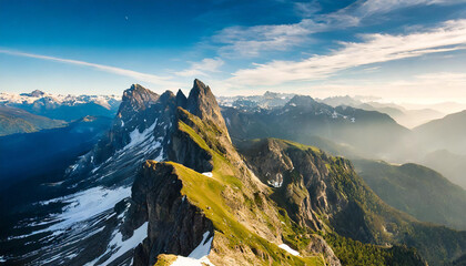 a view of a mountain range from a bird's - eye view of the top of a mountain range. - Powered by Adobe