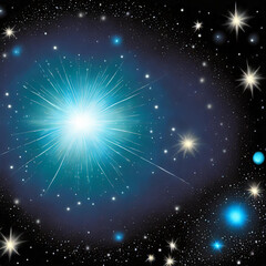 Fototapeta premium a view of the night sky with stars and a bright blue star cluster in the middle of the image and a black background.