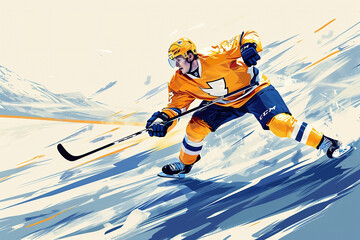 hockey, player, ice, slapshot, powerful, dynamic, speed, goal, sport, athleticism, - obrazy, fototapety, plakaty