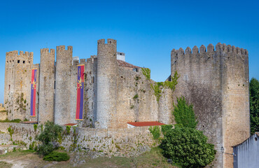 Castle in Obidos town, Oeste region, Leiria District of Portugal, view with D. Fernando tower