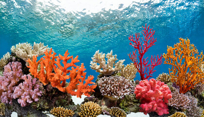 Naklejka na ściany i meble Colorful coral reef cut out