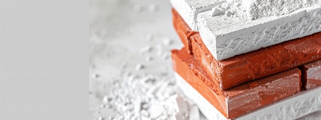 Stack of Red and White Bricks for Construction Projects and Renovations - obrazy, fototapety, plakaty