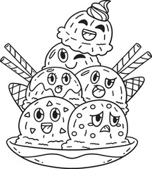 Ice Cream Tower Isolated Coloring Page for Kids