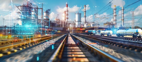 Global partner connection of communication network, oil and gas industry petrochemical plant,, Business Logistics Concept. AI generated illustration - obrazy, fototapety, plakaty