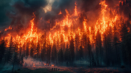 Uncontrollable Forest Fire - obrazy, fototapety, plakaty