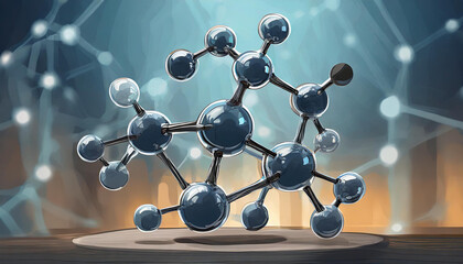 molecule model. Scientific research in molecular chemistry