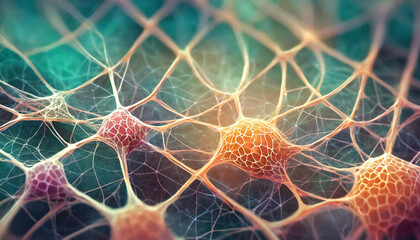 Network cells, neural connection background - obrazy, fototapety, plakaty