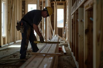 a man in a hard hat working on a building