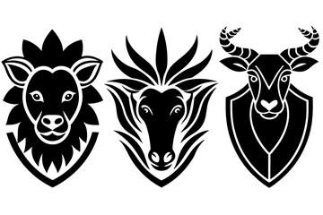 Set of animals logo icon  vector silhouette on white background