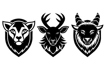 Set of animals logo icon  vector silhouette on white background