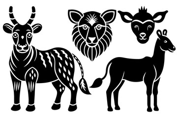 Set of animals  vector  silhouette on vector illustration 