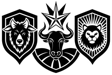 Obraz premium Set of animals logo icon vector silhouette on white background