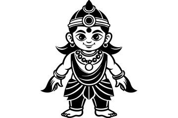 Por favor, crie o seguinte personagem infantil Vishnu silhouette on white background ‍