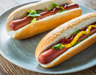 Set of delicious hot dogs, cut out