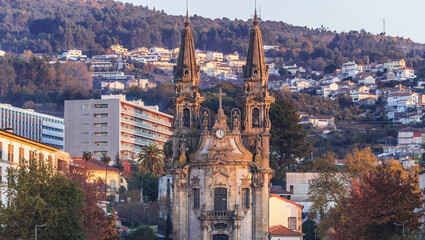 Front view of Church of Our Lady of Consolation and Santos Passos in Guimaraes, Portugal