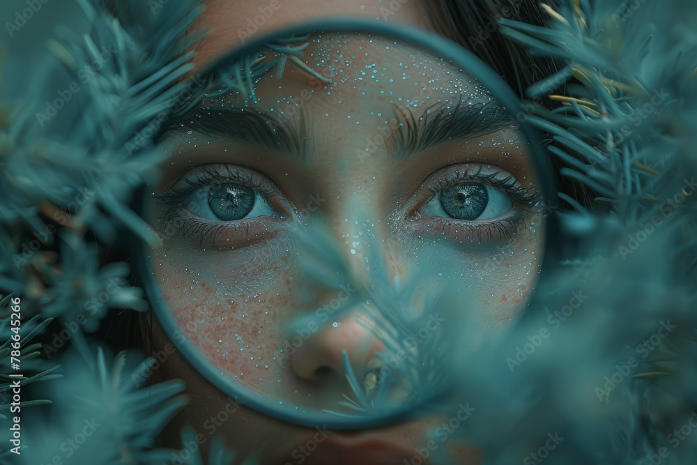 Aufkleber a mirror reflecting the image of a person gazing into it, revealing inner truths and prompting self-