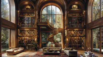 Inside a Multi-Story Library of Antique Collections