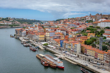Waterfront of Douro River in Porto city, Portugal - obrazy, fototapety, plakaty