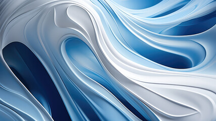 Abstract liquid art. Blue and white swirls luxury background. Three-dimensional visual effect. Inspiration mix of 3d art and fluid art.