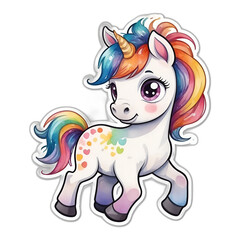 Cute unicorn sticker. No background.