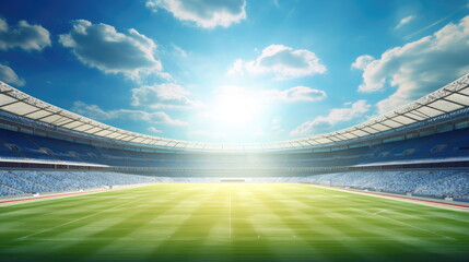 Stadium view, sunny day, backlight. Copy space