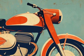Vintage Motorcycle Artwork in Retro Color Palette Generative AI image