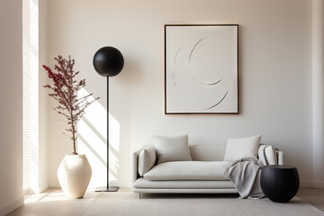 Minimalist living room with stylish decor Generative AI image