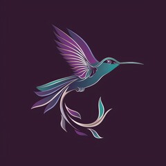 Delicate Hummingbird Logo in Jewel Tones and Silver: A Tiny Spectacle of Speed and Grace