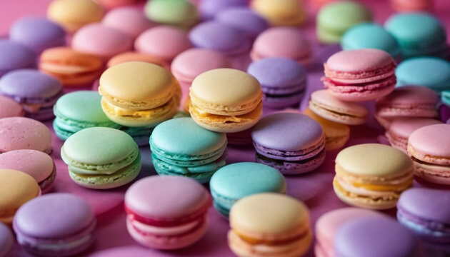 Colorful macaronis clse up, ai