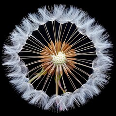 Dandelion (Taraxacum officinale) with feather crown, close-up, composite flower, dandelion with seed.
