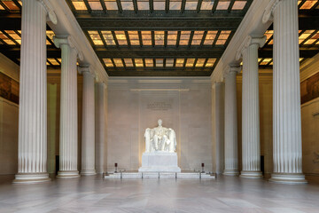 The Lincoln Memorial indoors on the National Mall in Washington DC