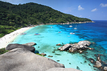 The natural beauty clear water and white sandy beach of Similan Islands in Similan National Park. Phang Nga Province, Thailand 