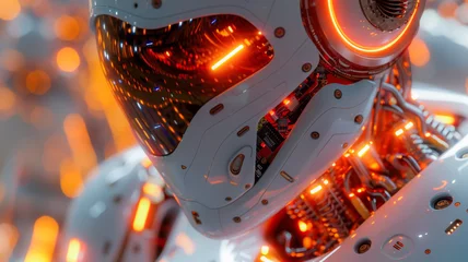 Fotobehang Close-Up of Sophisticated AI Robot © EwaStudio
