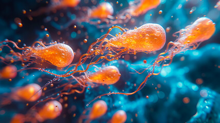 Exploring the World of Microscopic Life.  Understanding Spermatozoa Health - obrazy, fototapety, plakaty