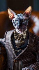 Sphynx Cat in Trendy Outfit