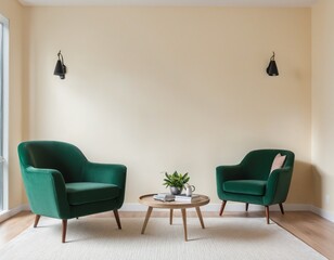 Living room with green armchair in Bright Colours 