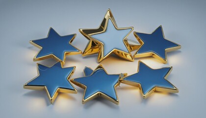 5 Stars Rating decorative blue stats in Bright Colours 