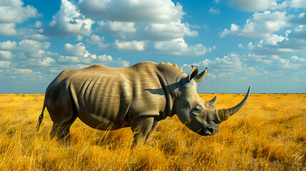 Wild Rhino in Africa - obrazy, fototapety, plakaty