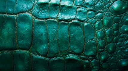 Fototapeten Green crocodile leather texture © EwaStudio