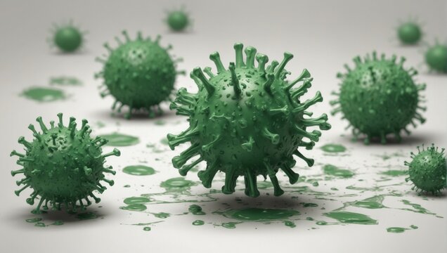 A green virus on a white background