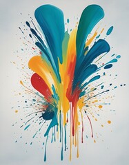 Watercolour Brush Stroke Shape in Bright Colours 