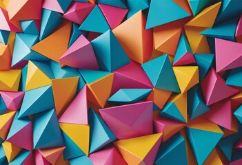 Colorful geometric shapes in Bright Colours 3d render