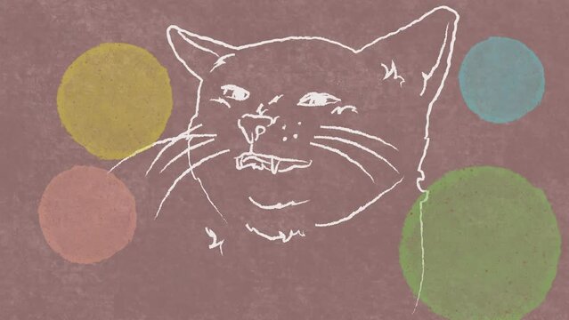 yawning cat, hand drawn frame-by-frame rotoscope animation
