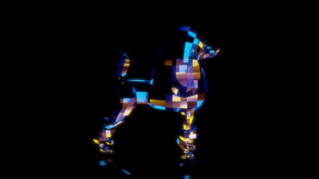 Rendering 3D animation, VISUAL EFFECTS Low Poly Poodle Model on a black background