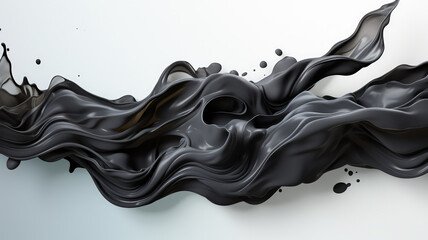 Trendy black expressive splash. Abstract 3d style, inspired by acrylic art and waves energy. Luxury abstract background and wallpaper. Place for text. Composition for yours design, poster, cover