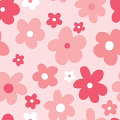 Seamless pattern with pink flowers. Floral background. Vector illustration. It can be used for wallpapers, wrapping, cards, patterns for clothes and other.