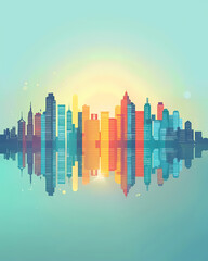 Fototapeta premium Geometric city background with a beautiful skyline