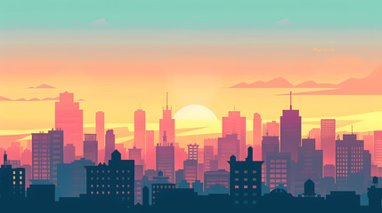 Geometric city background with a beautiful skyline
