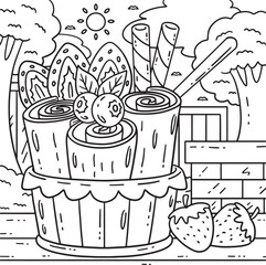 Ice Cream Rolled Coloring Page for Kids
