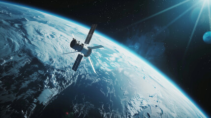 satellite orbiting earth in space